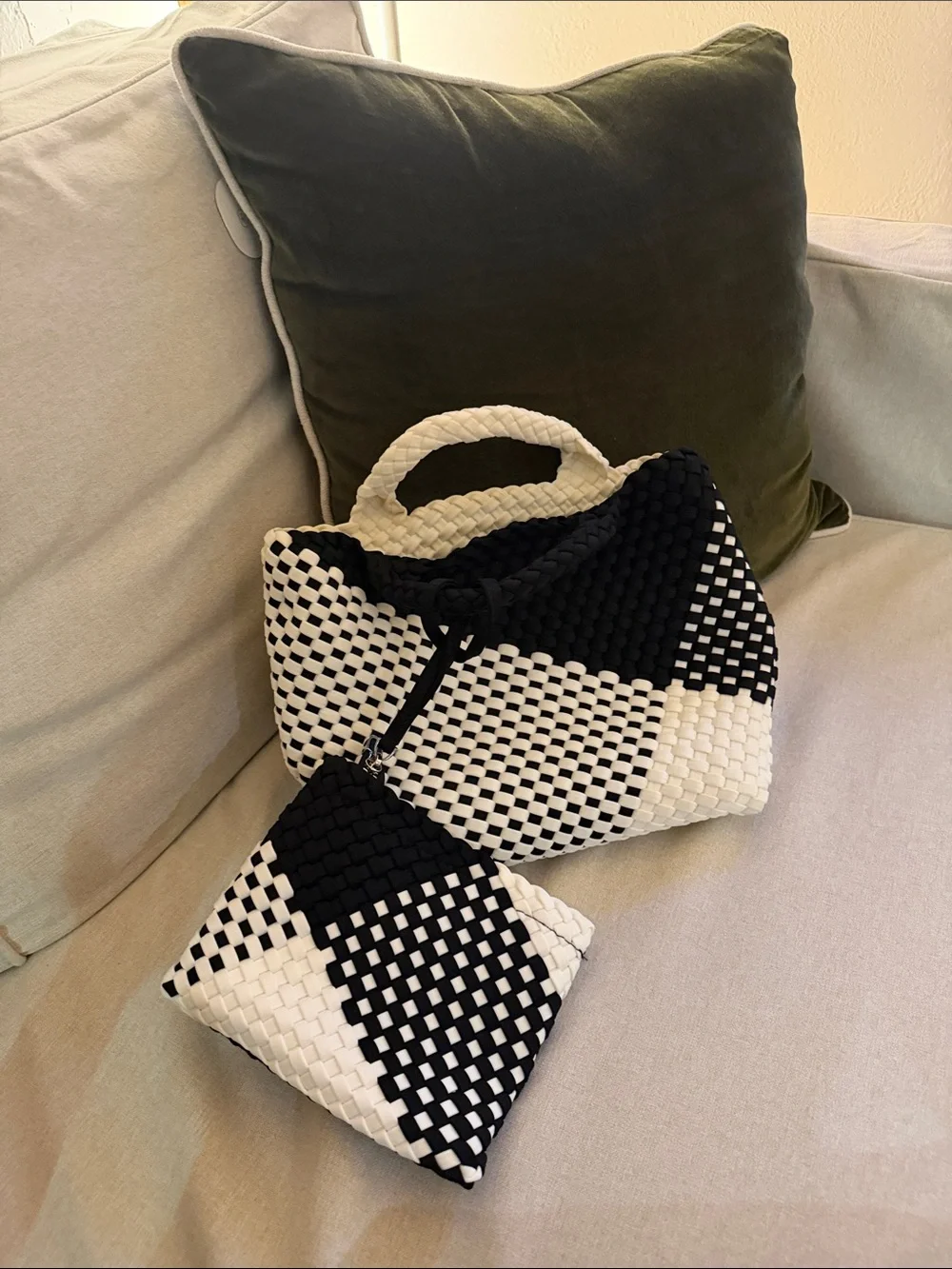Nordstrom Black and White Woven Tote